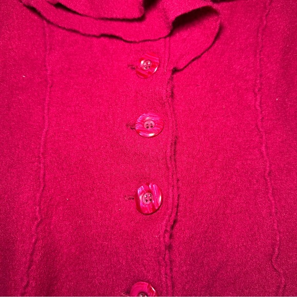 Alfani Boiled Wool Flutter Collar Jacket Maroon Button Down Size PM Petite - Picture 9 of 14